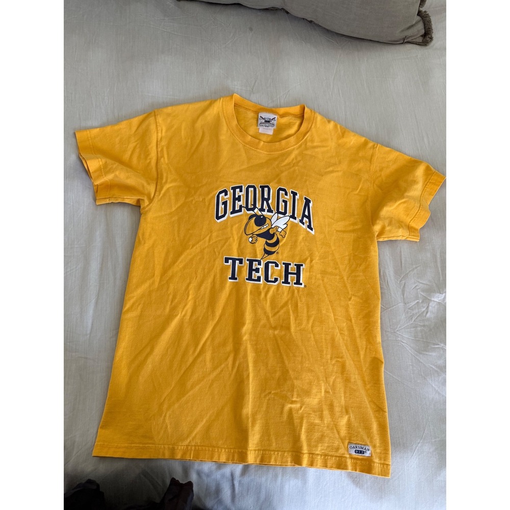 VTG Georgia Tech Yellow Jackets Oarsman Gear Graphic T-Shirt Gold Unisex Sz M‎
